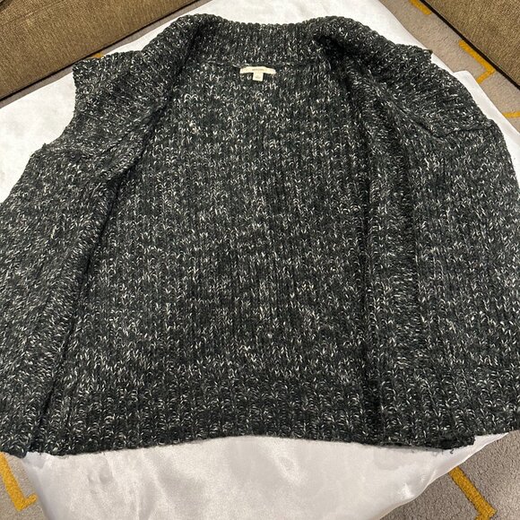 Merona Black with Gary & White Speckled Cable Knit Sleeveless Cardi, Size XL - Picture 12 of 16